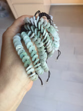 Load image into Gallery viewer, 100% natural type A green white Safety Guardian Button donut jadeite jade thread woven bracelets PD99
