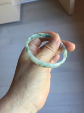 Load image into Gallery viewer, 51mm Certified Type A 100% Natural icy watery light green with green floating flowers thin Jadeite Jade bangle PJ57-1885
