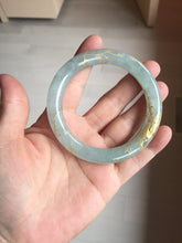 Load image into Gallery viewer, 56.5mm 100% Natural type A light green white carved and golden-painted chubby round cut Jadeite Jade bangle PA170-2942
