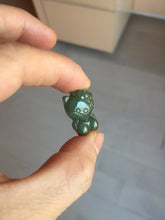 Load image into Gallery viewer, Type A 100% Natural oily dark green/light green/purple/white jadeite jade cat kitty pendant PD200

