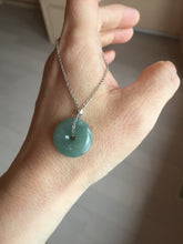 Load image into Gallery viewer, 18mm Type A 100% Natural light green blue Jadeite Safety Guardian Button donuts pendant PF23
