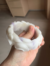 Load image into Gallery viewer, 55.5mm 100% natural pink red brown beige carved Goldern fish and lotus (金玉满堂)  Quartzite (Shetaicui jade) bangle SY127
