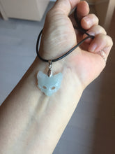 Load image into Gallery viewer, 100% natural type A white light green jadeite jade fox mask pendant necklace PD101
