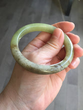 Load image into Gallery viewer, 55.5mm Certified Type A 100% Natural green yellow/sugar brown flying dandelions nephrite Jade bangle HN51-0488
