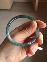 Load image into Gallery viewer, 55.4mm Certified Type A 100% Natural dark green/blue/gray Guatemala slim round cut Jadeite bangle PH8-2351
