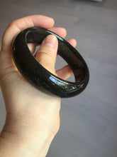 Load image into Gallery viewer, 60mm 100% Natural dark green/black meteorite Stellar Night sky broad style nephrite Jade bangle HF115-1247
