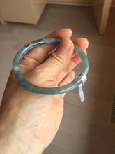Load image into Gallery viewer, 58.5mm Certified Type A 100% Natural dark green/blue/gray Guatemala slim round cut Jadeite bangle PH7-2347
