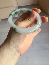 Load image into Gallery viewer, 55mm 100% Natural type A green white green floating flowers carved and golden-painted Jadeite Jade bangle PA168-2337
