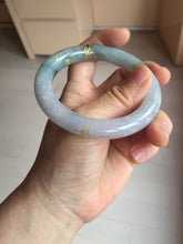 Load image into Gallery viewer, 55.8mm 100% Natural type A dark green purple carved and golden-painted chubby round cut Jadeite Jade bangle PA113-0385
