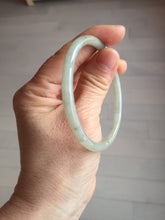 Load image into Gallery viewer, 54.8mm Certified type A 100% Natural light green gray black slim round cut Jadeite bangle PA188-2474

