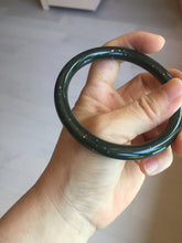 Load image into Gallery viewer, 60.5mm 100% Natural dark green/black meteorite Stellar Night sky slim round cut nephrite bangle HT117-0757
