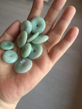 Load image into Gallery viewer, 18-23.5mm Type A 100% Natural  light green sunny green white Jadeite Jade Safety Guardian Button donuts Pendant group AA67
