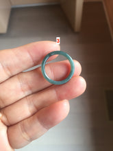 Load image into Gallery viewer, 16.7mm Size 6 1/4 100% natural type A dark green blue black gray Guatemala jadeite band ring group PE15
