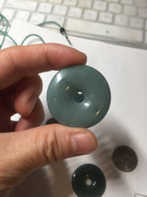 Load image into Gallery viewer, 27-33mm Type A 100% Natural dark green blue Guatemala Jadeite Safety Guardian Button donuts pendant BP179
