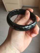 Load image into Gallery viewer, 58.5mm 100% Natural dark green/black meteorite Stellar Night sky nephrite bangle HN86-7597
