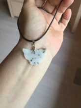 Load image into Gallery viewer, 100% Natural type A white brown Jadeite Jade Withered Leaf Butterfly(枯叶蝶) pendant PB215
