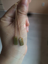 Load image into Gallery viewer, 100% Natural icy watery deep sea blue/green/gray safe and sound dangling Guatemala jadeite Jade earring Q125
