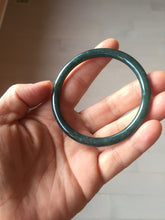 Load image into Gallery viewer, 54.5mm Certified Type A 100% Natural dark green/blue/gray with Guatemala slim round cut Jadeite bangle PH17-2345
