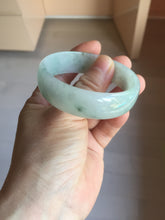 Load image into Gallery viewer, 53.1mm Certified Type A 100% Natural light green white with green floating flowers thin jadeite Jade bangle BS164-1595
