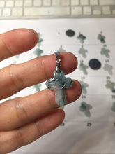 Load image into Gallery viewer, 100% Natural type A light green white with green floating flowers jadeite Jade cross shaped floral pendant necklace BS141
