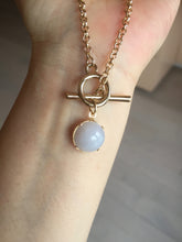 Load image into Gallery viewer, 100% natural Type A Double Layer Gold-Tone O-T toggle Necklace with white light purple gray Jadeite Pendant PF70
