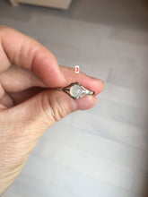 Load image into Gallery viewer, 100% natural type A sunny green white clear four-prong jadeite jade ring group PC7
