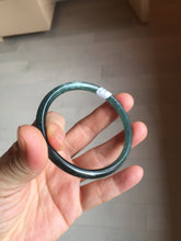 Load image into Gallery viewer, 54.5mm Certified Type A 100% Natural dark green/blue/gray Guatemala slim round cut Jadeite bangle PD180-2494
