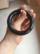 Load image into Gallery viewer, 54.3mm certified 10% Natural black(MO YU 墨玉) meteorite Stellar Night sky chubby round cut nephrite bangle HN1-8246

