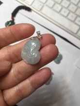 Load image into Gallery viewer, 100% natural type A dark green/light green/white/gray jadeite jade fox pendant necklace BF149
