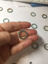 Load image into Gallery viewer, 13.3mm size 2 100% natural type A icy watery green/blue/yellow Guatemala square style jadeite jade pinky finger band ring/pendant group BS118
