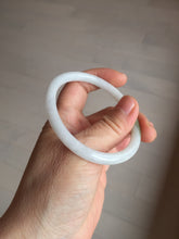 Load image into Gallery viewer, 53.5mm certified 100% natural light green white slim round cut oval jadeite jade bangle BL85-4662
