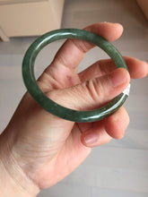 Load image into Gallery viewer, 57.4mm Certified 100% natural Type A oily dark green/ gray/brown (老油青) slim round cut jadeite jade bangle PB319-0599
