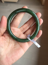 Load image into Gallery viewer, 60.6mm certified 100% Natural dark green/black nephrite (碧玉)  bangle HN49-1582
