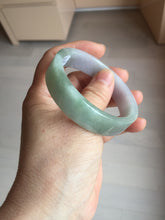 Load image into Gallery viewer, 52.4mm Certified 100% natural Type A half dark green gray black(油青) half light purple Breeze of Provence series((普罗旺斯的风)) square jadeite jade bangle AZ177-0508
