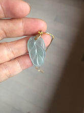 Load image into Gallery viewer, 100% natural type A icy watery light green blue gray Guatemala jadeite leaf pendant PD6
