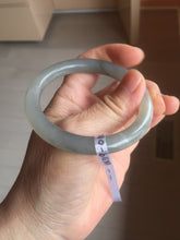 Load image into Gallery viewer, 52.8mm certified 100% Natural icy watery light gray black smoky purple(烟紫) nephrite bangle HN119-0101
