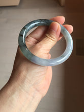 Load image into Gallery viewer, 55mm Certified Type A 100% Natural icy watery dark green/purple/gray round cut Jadeite bangle AA132-6931
