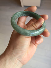 Load image into Gallery viewer, 56.4mm certified type A 100% Natural oily dark green gray black with flying snow Jadeite jade bangle PC203-7671
