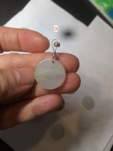 Load image into Gallery viewer, 100% Natural icy watery white/light green jadeite Jade round disc Pendant/worry stone BF99
