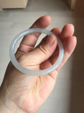 Load image into Gallery viewer, 53.9mm Certified 100% Natural icy gray (灰冰) pale pink(藕粉) slim round cut nephrite jade bangle HN159-9101
