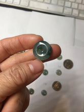 Load image into Gallery viewer, 12-17.5mm Type A 100% Natural oily dark green(淡油青) gray green Jadeite Safety Guardian Button donuts pendant PH61 Add on item
