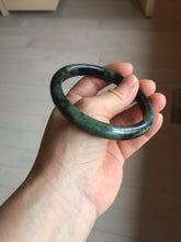 Load image into Gallery viewer, AllaboutjadeCanada.com only 61.8mm type A 100% Natural dark green black MoCui(墨翠) Jadeite bangle PC195
