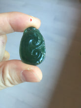Load image into Gallery viewer, 100% Natural type A icy watery dark green gray black Guatemala jadeite RuYi(如意) pendant BP185
