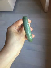 Load image into Gallery viewer, 61mm certified type A 100% Natural oily dark green gray Jadeite jade bangle PJ46-2867
