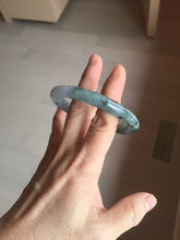 Load image into Gallery viewer, 55mm Certified Type A 100% Natural icy watery dark green/purple/gray round cut Jadeite bangle AA132-6931

