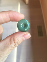 Load image into Gallery viewer, 18.5-21mm Type A 100% Natural oily dark green gray Jadeite Jade Safety Guardian Button donuts couple pendant PC131
