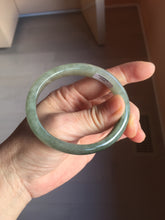 Load image into Gallery viewer, 52mm certified type A 100% Natural oily dark green/gray/black(油青) oval Jadeite jade bangle PF35-5468
