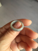 Load image into Gallery viewer, Size 8-8 3/4 100% natural type A icy watery black purple gray jadeite jade band ring PA207
