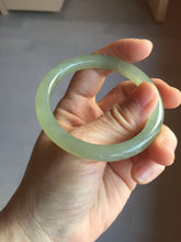Load image into Gallery viewer, 52.5mm Certified 100% Natural icy waery light green/yellow/gray round cut nephrite jade bangle HN35-3599
