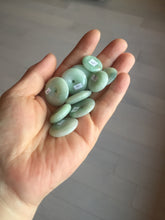Load image into Gallery viewer, 18-23.5mm Type A 100% Natural  light green sunny green white Jadeite Jade Safety Guardian Button donuts Pendant group AA67
